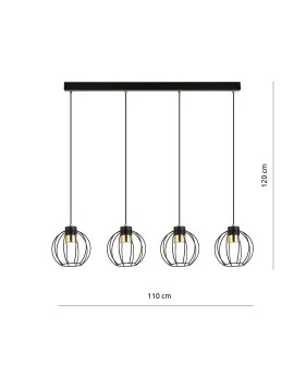 LAMPA WISZĄCA AJAX 4 CZARNA ZŁOTA EMIBIG