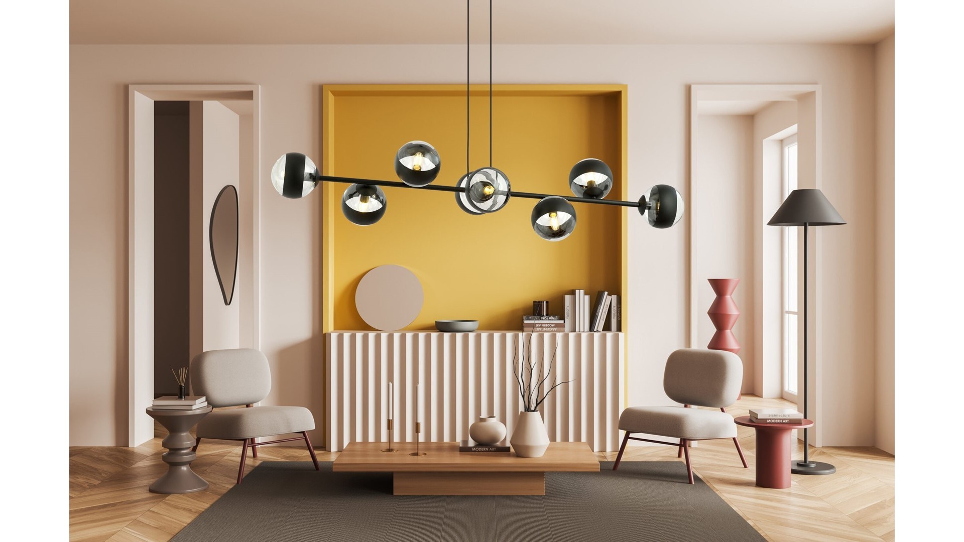 LAMPA WISZĄCA ROSSI 8 CZARNA STRIPE EMIBIG
