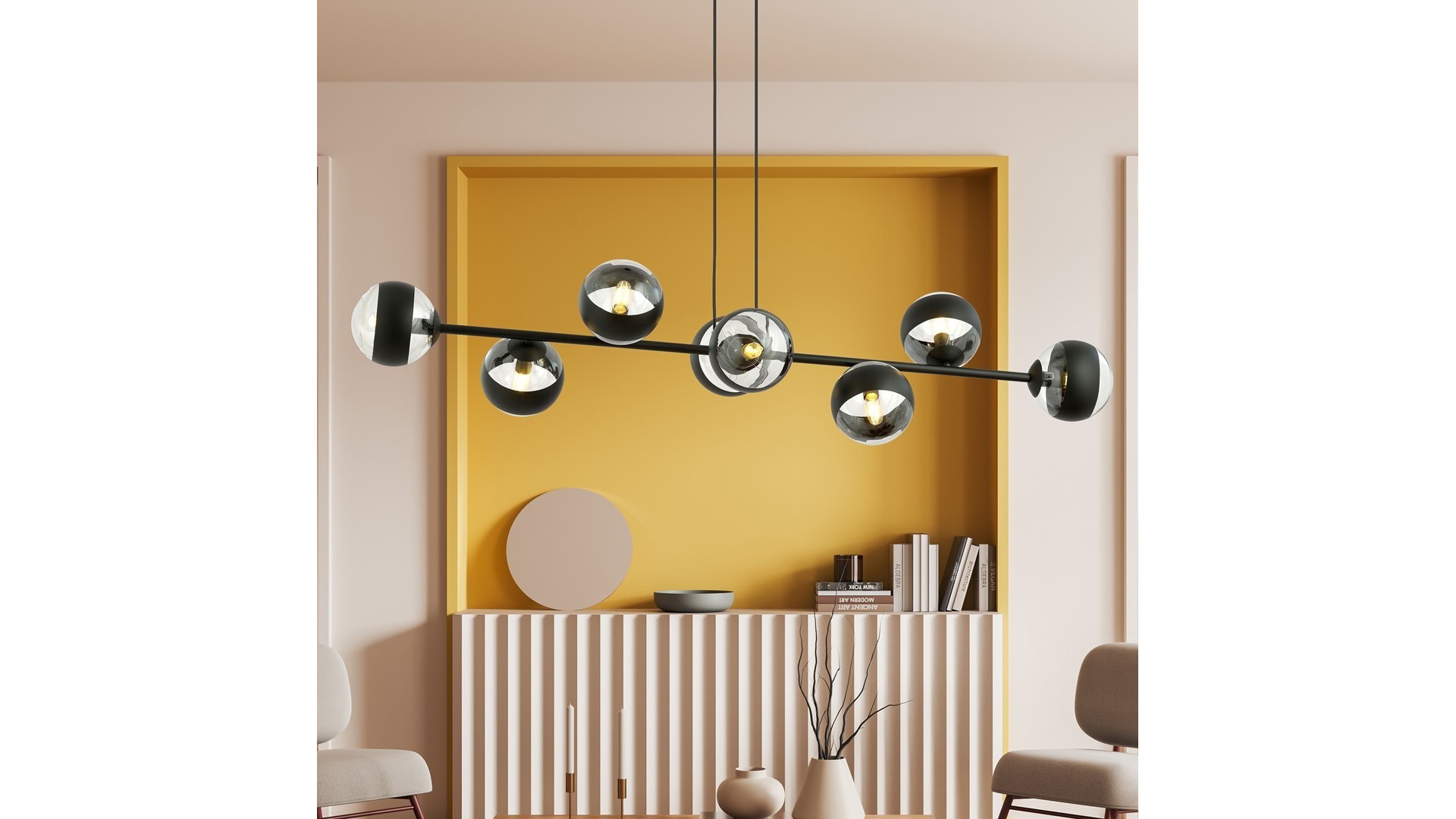 LAMPA WISZĄCA ROSSI 8 CZARNA STRIPE EMIBIG