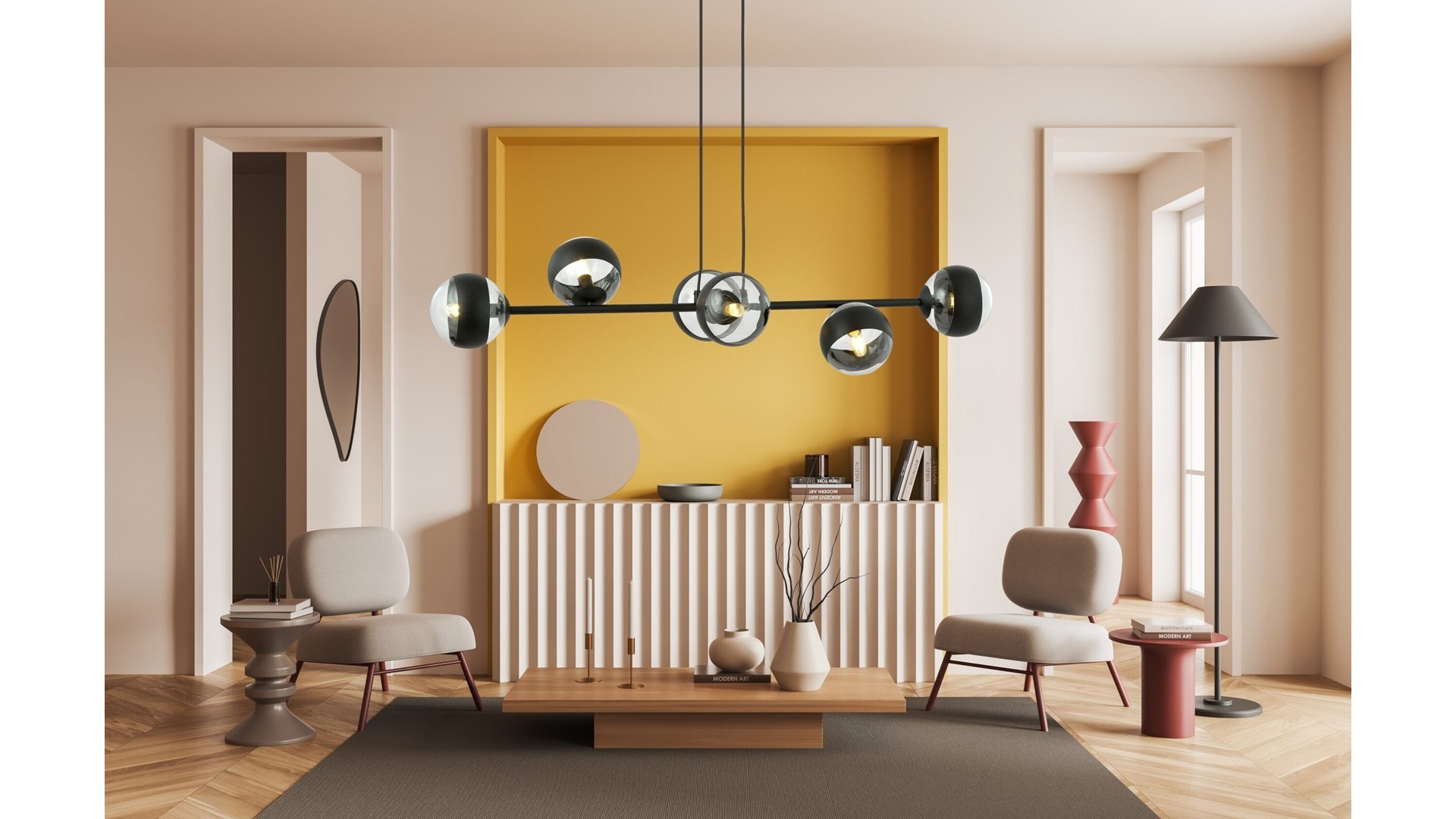 LAMPA WISZĄCA ROSSI 6 CZARNA STRIPE EMIBIG