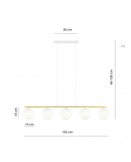 LAMPA WISZĄCA ALLORA 5 BIAŁE KULE EMIBIG