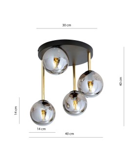 LAMPA SUFITOWA DOLCE 4-PUNKTOWA CZARNA GRAFITOWA EMIBIG