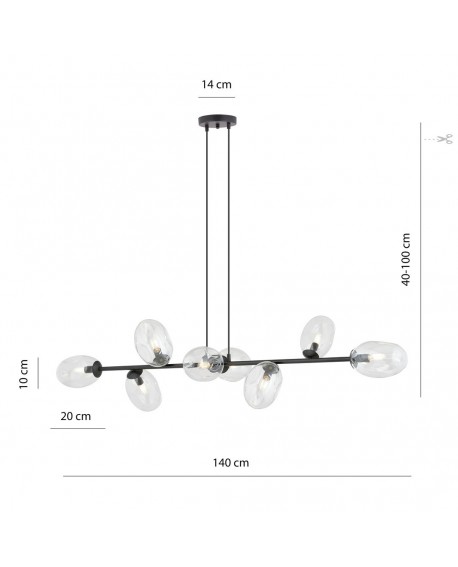 LAMPA WISZĄCA PANDORA 8 CZARNA PRZEZROCZYSTA EMIBIG