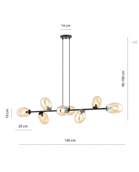 LAMPA WISZĄCA PANDORA 8 CZARNA MIODOWA EMIBIG