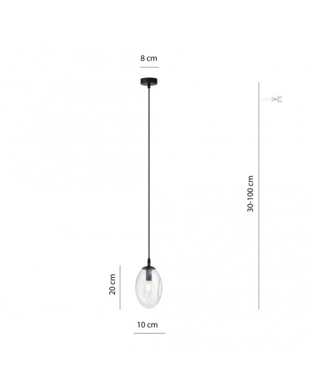 LAMPA WISZĄCA ASTRAL 1 CZARNA PRZEZROCZYSTA EMIBIG