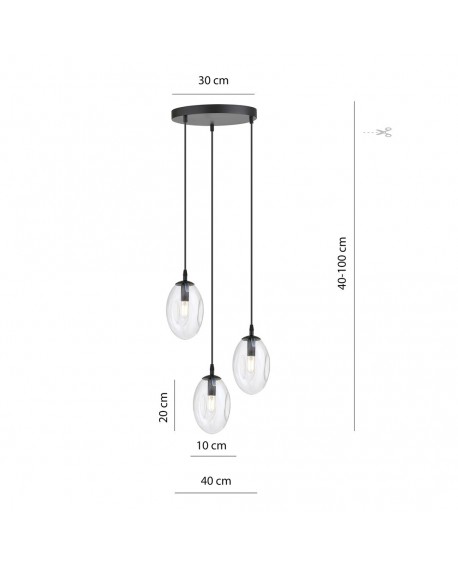 LAMPA WISZĄCA ASTRAL 3 CZARNA PREMIUM PRZEZROCZYSTA EMIBIG