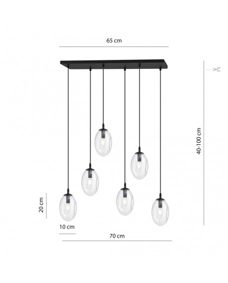 LAMPA WISZĄCA ASTRAL 6 CZARNA PRZEZROCZYSTA EMIBIG