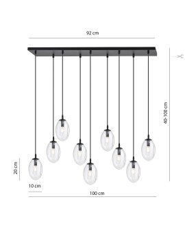 LAMPA WISZĄCA ASTRAL 9 CZARNA PRZEZROCZYSTA EMIBIG