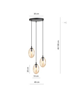 LAMPA WISZĄCA ASTRAL 3 CZARNA PREMIUM MIODOWA EMIBIG