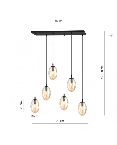 LAMPA WISZĄCA ASTRAL 6 CZARNA MIODOWA EMIBIG