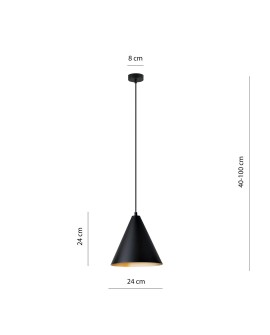 LAMPA WISZĄCA REBEL 1 CZARNA ZŁOTA EMIBIG