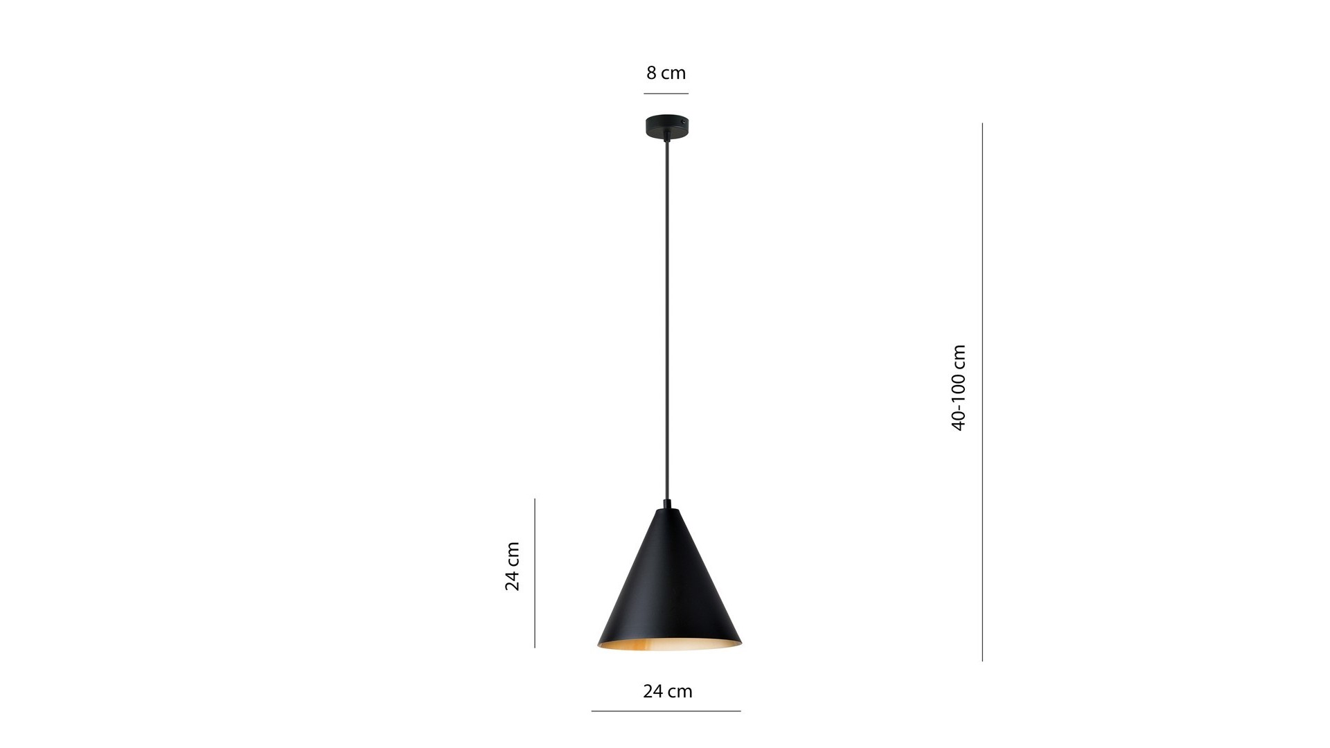 LAMPA WISZĄCA REBEL 1 CZARNA ZŁOTA EMIBIG