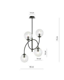 LAMPA SUFITOWA ARCHI 4-PUNKTOWA CZARNA PRZEZROCZYSTA EMIBIG