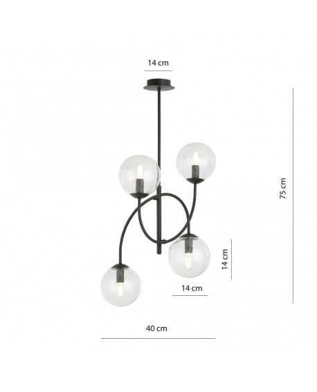 LAMPA SUFITOWA ARCHI 4-PUNKTOWA CZARNA PRZEZROCZYSTA EMIBIG