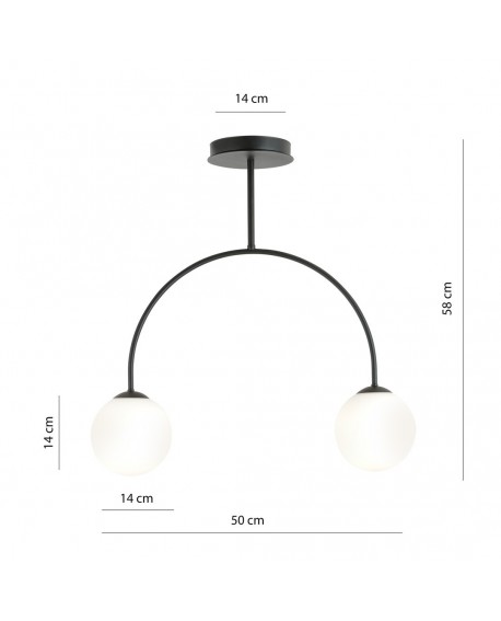 LAMPA SUFITOWA ARCHI 2-PUNKTOWA CZARNA BIAŁE KULE EMIBIG