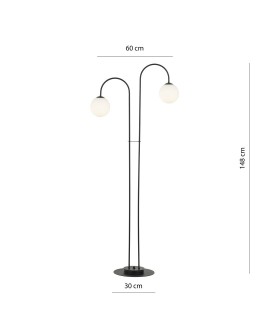 LAMPA PODŁOGOWA STOJĄCA ARCHI LP2 CZARNA BIAŁE KULE EMIBIG