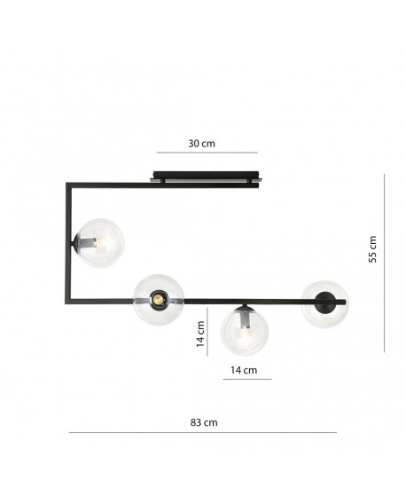 LAMPA SUFITOWA SOMA 4-PUNKTOWA CZARNA PRZEZROCZYSTA EMIBIG