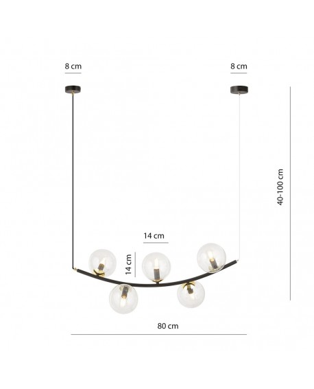 LAMPA WISZĄCA RITZ 5 CZARNA PRZEZROCZYSTA EMIBIG