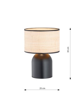 LAMPA BIURKOWA STOŁOWA ASPEN LN1 CZARNA/RATTANOWA EMIBIG