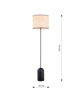 LAMPA PODŁOGOWA STOJĄCA ASPEN LP1 CZARNA/RATTANOWA EMIBIG