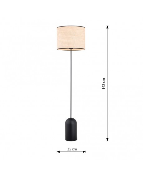 LAMPA PODŁOGOWA STOJĄCA ASPEN LP1 CZARNA/RATTANOWA EMIBIG