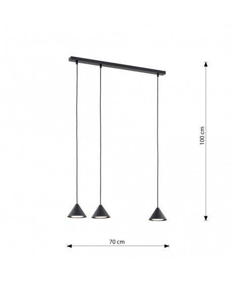 LAMPA WISZĄCA ELIT 3 CZARNA EMIBIG