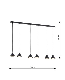 LAMPA WISZĄCA ELIT 6 CZARNA EMIBIG