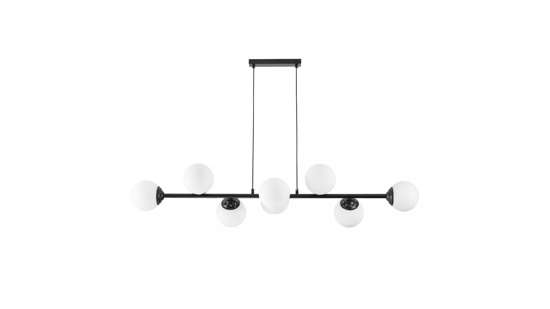 Nowoczesna lampa sufitowa Fino W8 w stylu loft i glamour – czarna metalowa konstrukcja z ośmioma mlecznobiałymi kloszami 