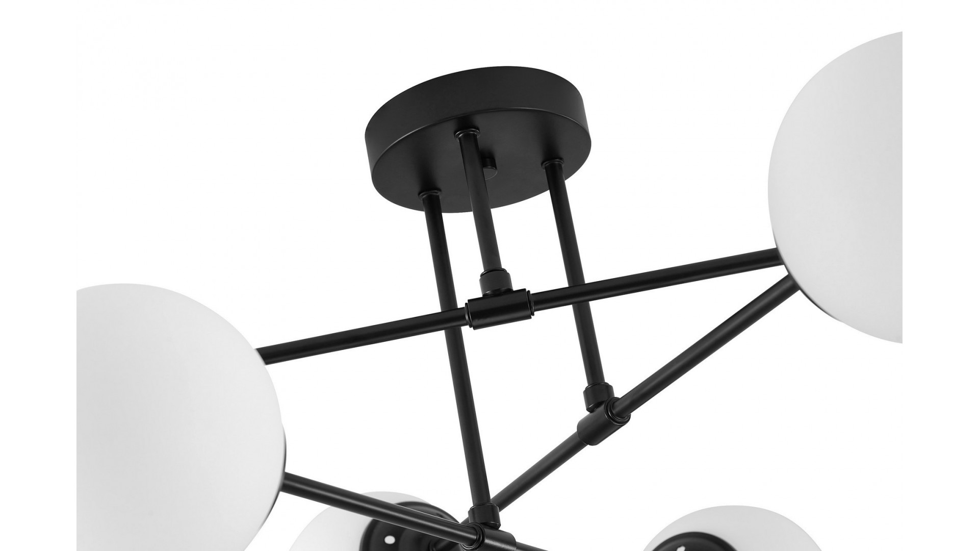 Lampa wisząca Lampit Fino z czarną metalową konstrukcją i białymi kloszami tworzy nowoczesny geometryczny design