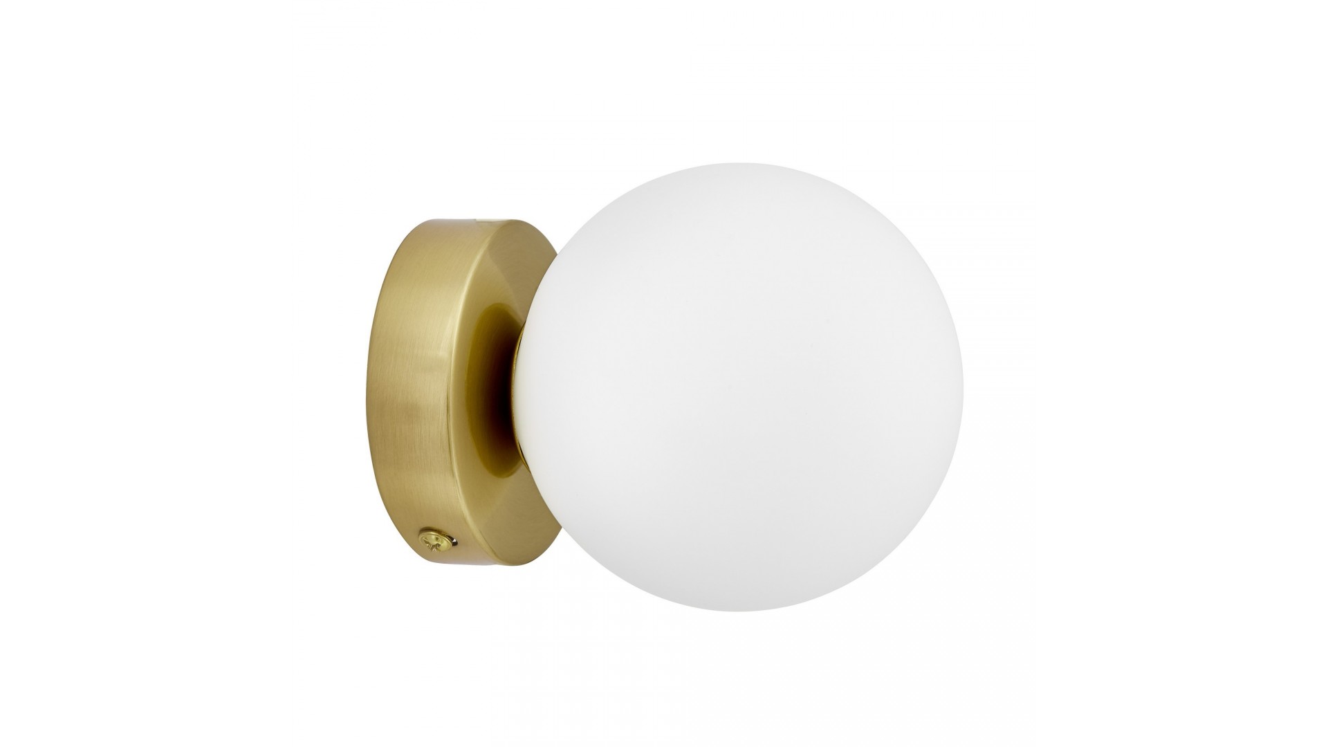 nowoczesny kinkiet ścienny złoty szczotkowany z białą kulą do sypialni Marsiada elegancka lampa W1 od Lumina Deco