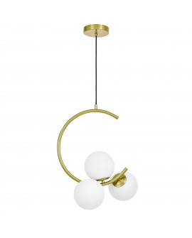 LAMPA WISZĄCA SUFITOWA NOWOCZESNA ZŁOTO SZCZOTKOWANE BIAŁE KULE BONIO 3