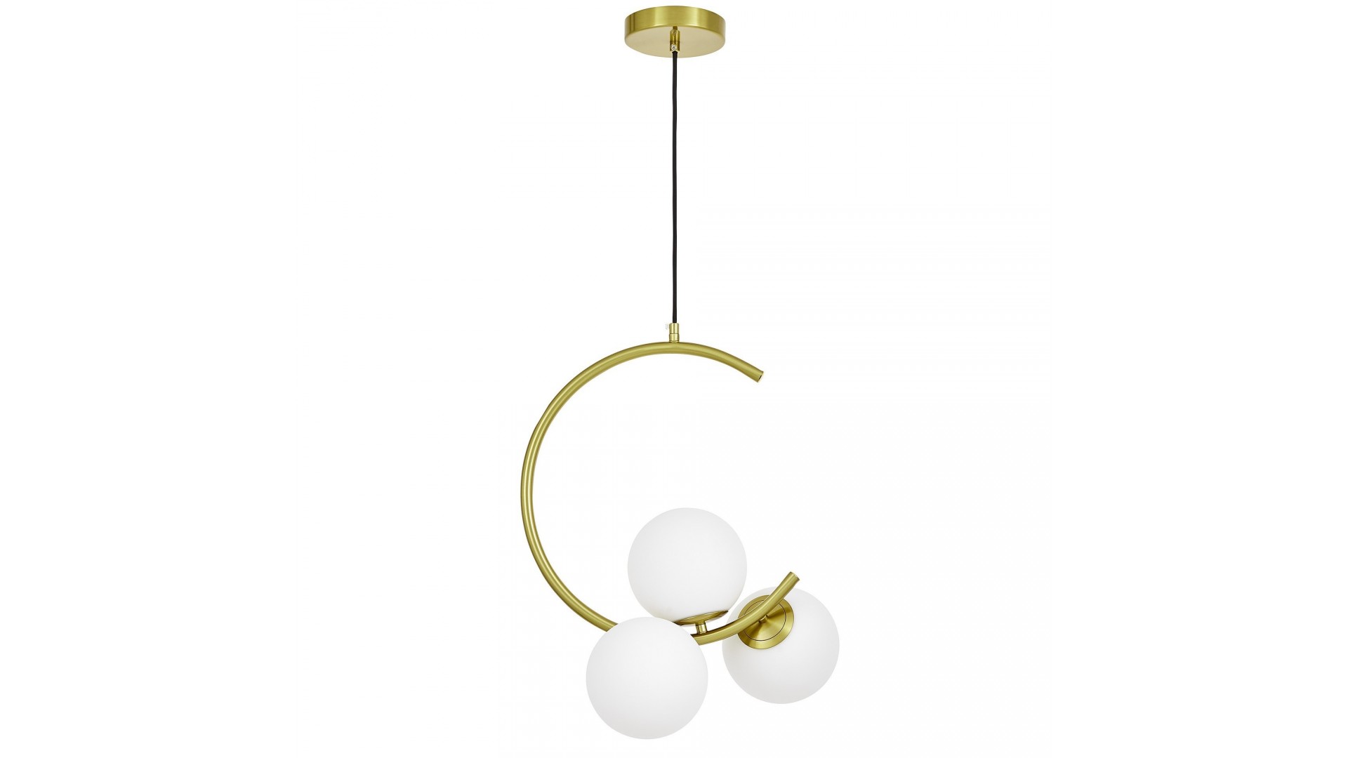 LAMPA WISZĄCA SUFITOWA NOWOCZESNA ZŁOTO SZCZOTKOWANE BIAŁE KULE BONIO 3 LUMINA DECO