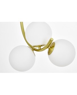 LAMPA WISZĄCA SUFITOWA NOWOCZESNA ZŁOTO SZCZOTKOWANE BIAŁE KULE BONIO 3 LUMINA DECO