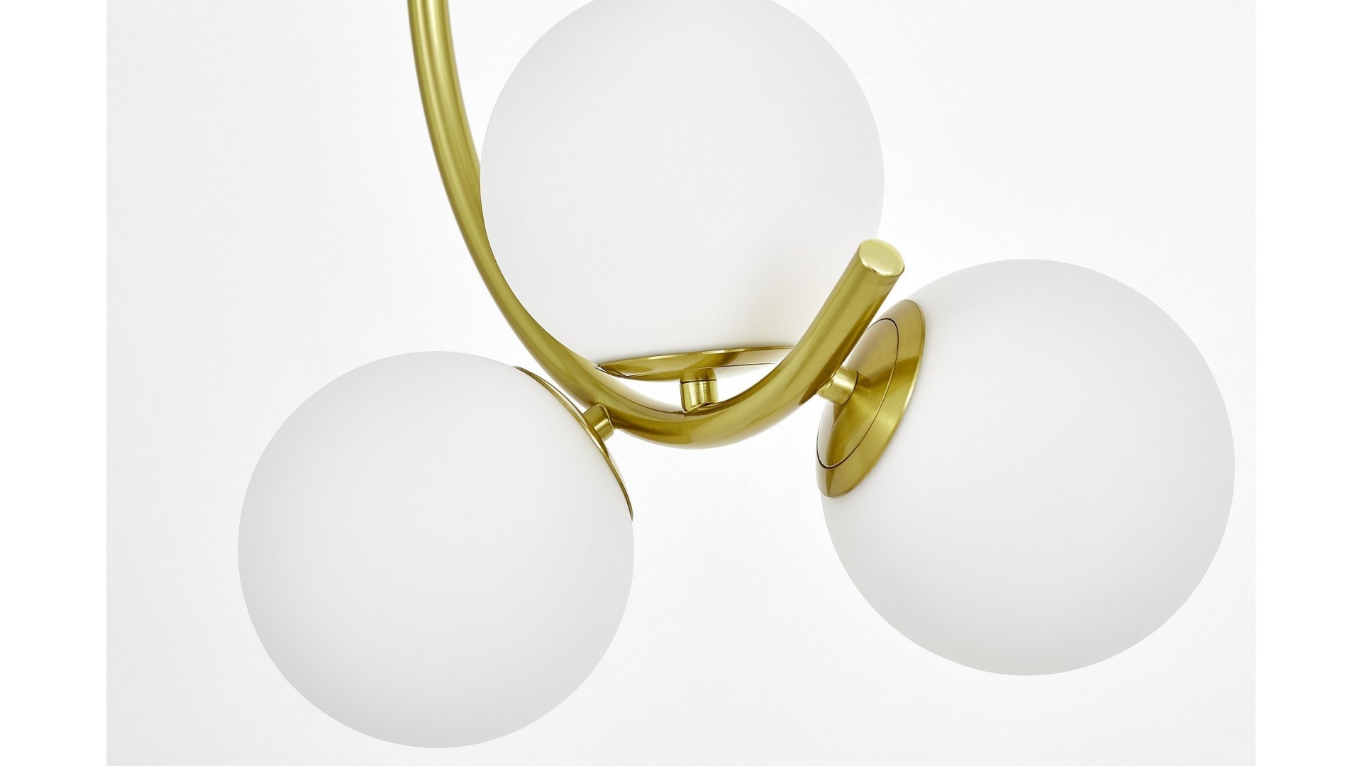 LAMPA WISZĄCA SUFITOWA NOWOCZESNA ZŁOTO SZCZOTKOWANE BIAŁE KULE BONIO 3 LUMINA DECO
