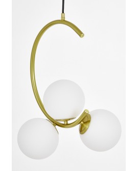 LAMPA WISZĄCA SUFITOWA NOWOCZESNA ZŁOTO SZCZOTKOWANE BIAŁE KULE BONIO 3 LUMINA DECO