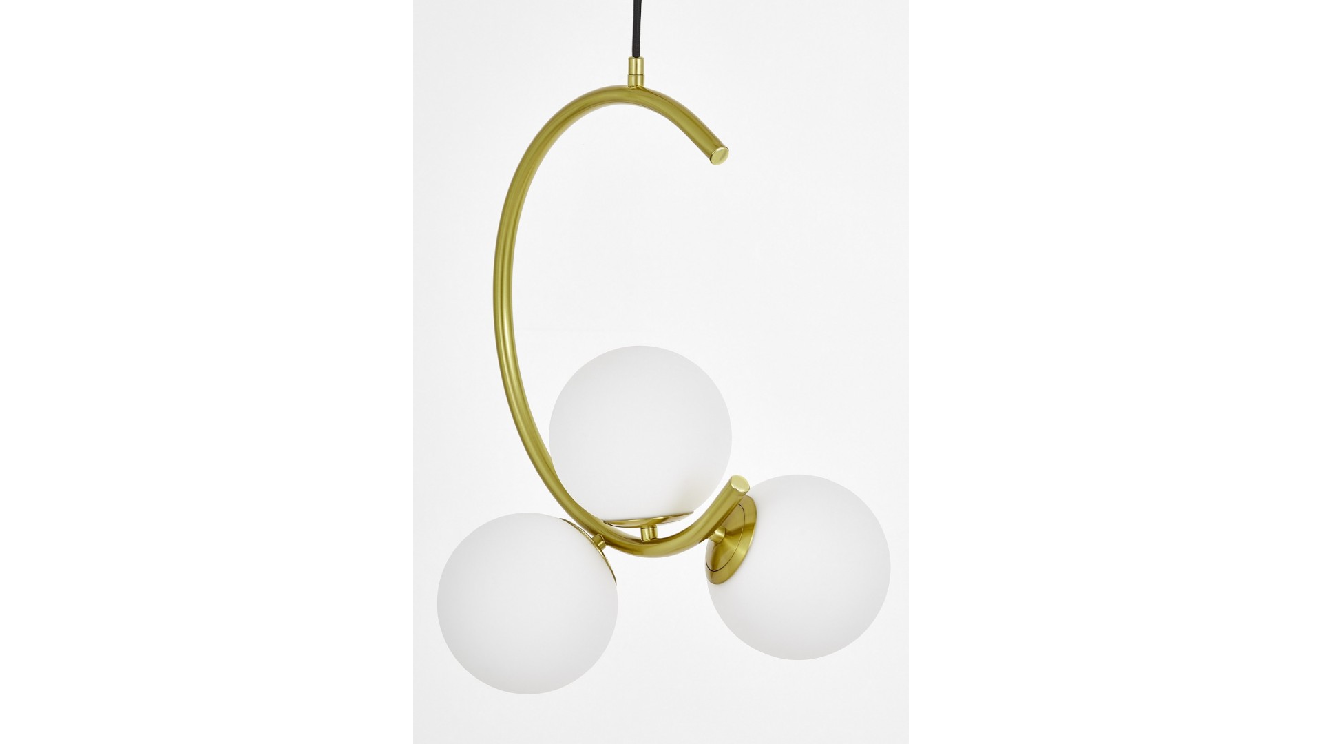 LAMPA WISZĄCA SUFITOWA NOWOCZESNA ZŁOTO SZCZOTKOWANE BIAŁE KULE BONIO 3 LUMINA DECO