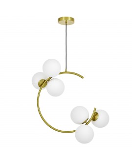 LAMPA WISZĄCA SUFITOWA NOWOCZESNA ZŁOTO SZCZOTKOWANE BIAŁE KULE BONIO 6