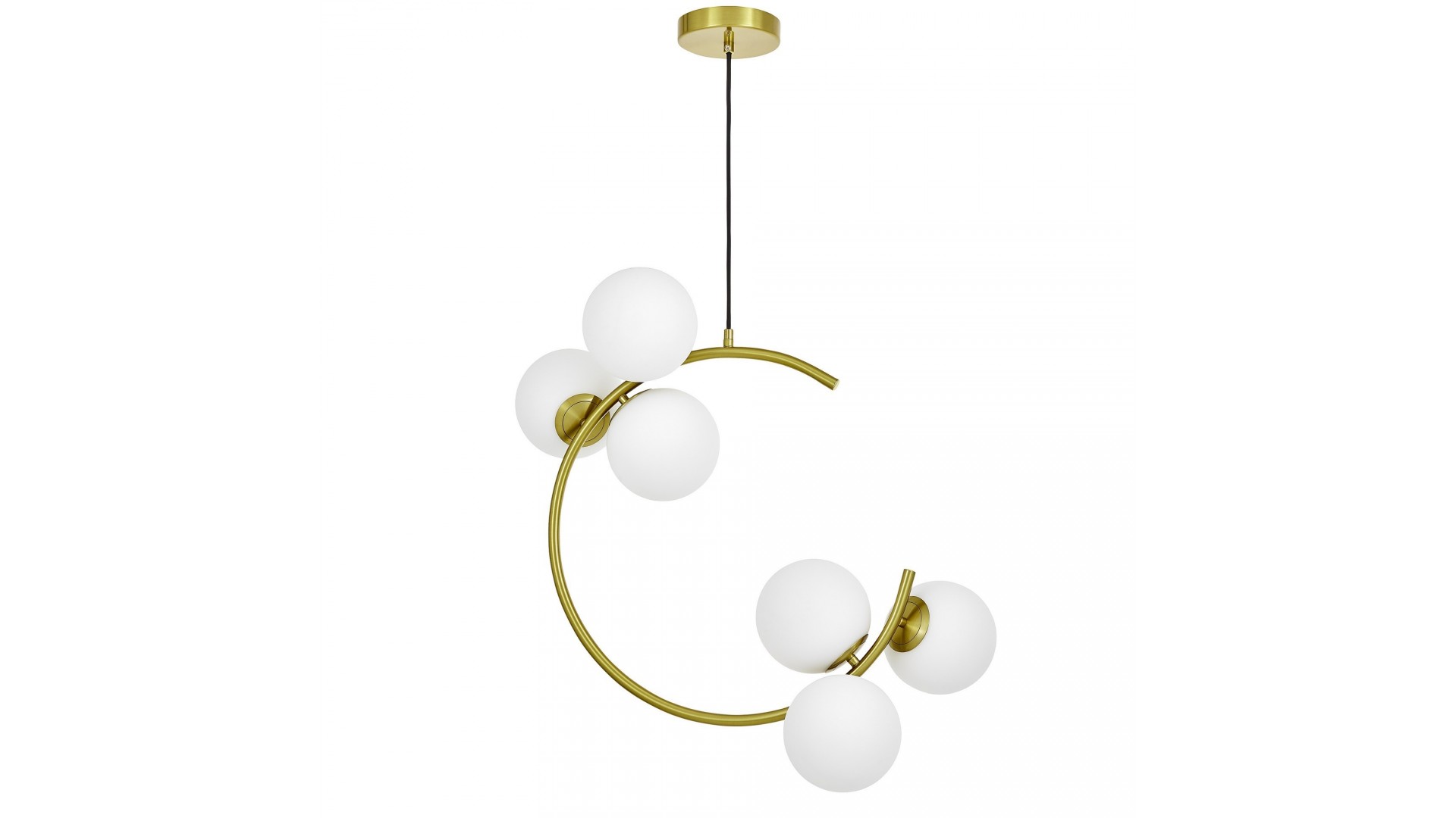 LAMPA WISZĄCA SUFITOWA NOWOCZESNA ZŁOTO SZCZOTKOWANE BIAŁE KULE BONIO 6 LUMINA DECO