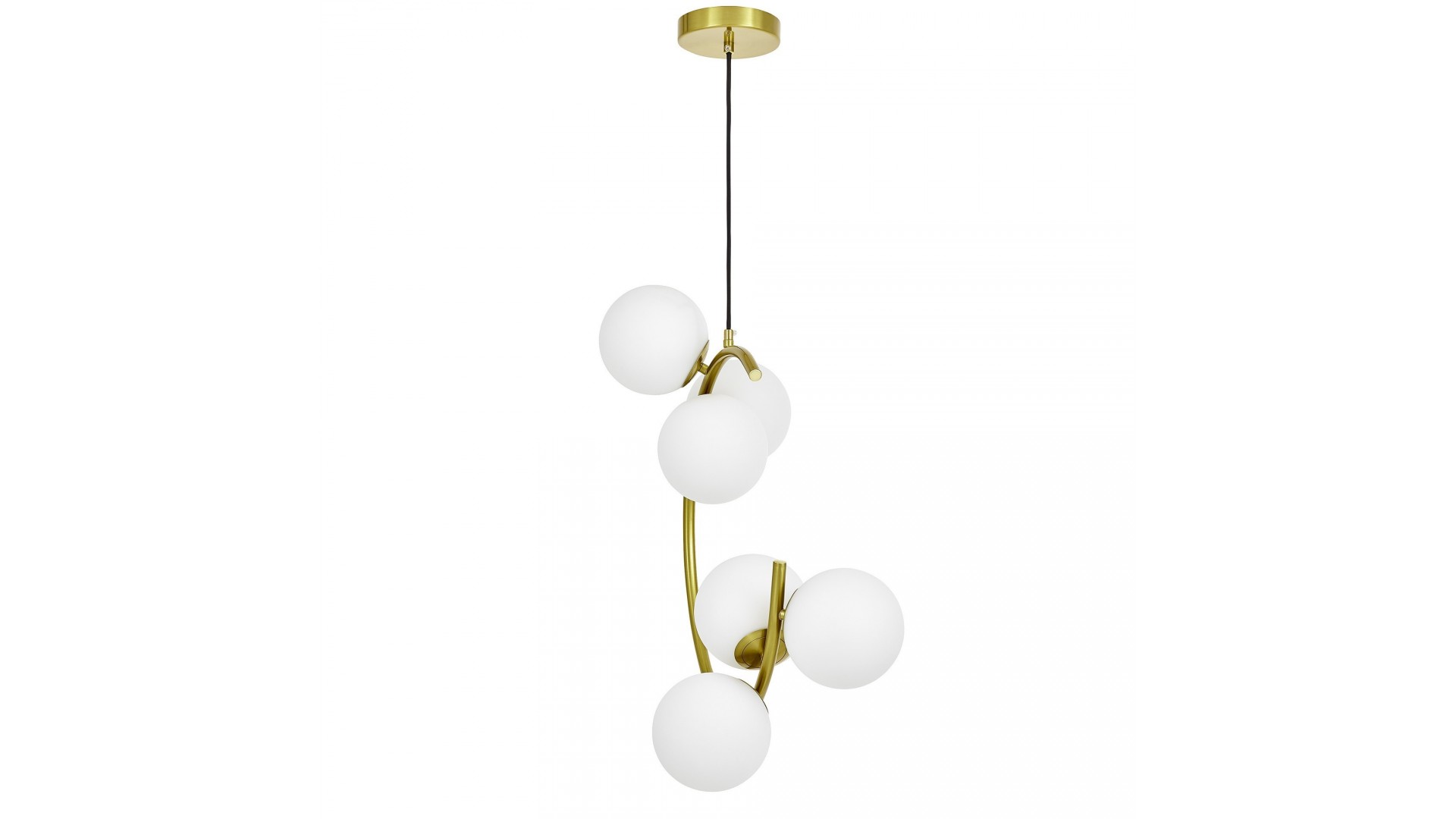 LAMPA WISZĄCA SUFITOWA NOWOCZESNA ZŁOTO SZCZOTKOWANE BIAŁE KULE BONIO 6 LUMINA DECO