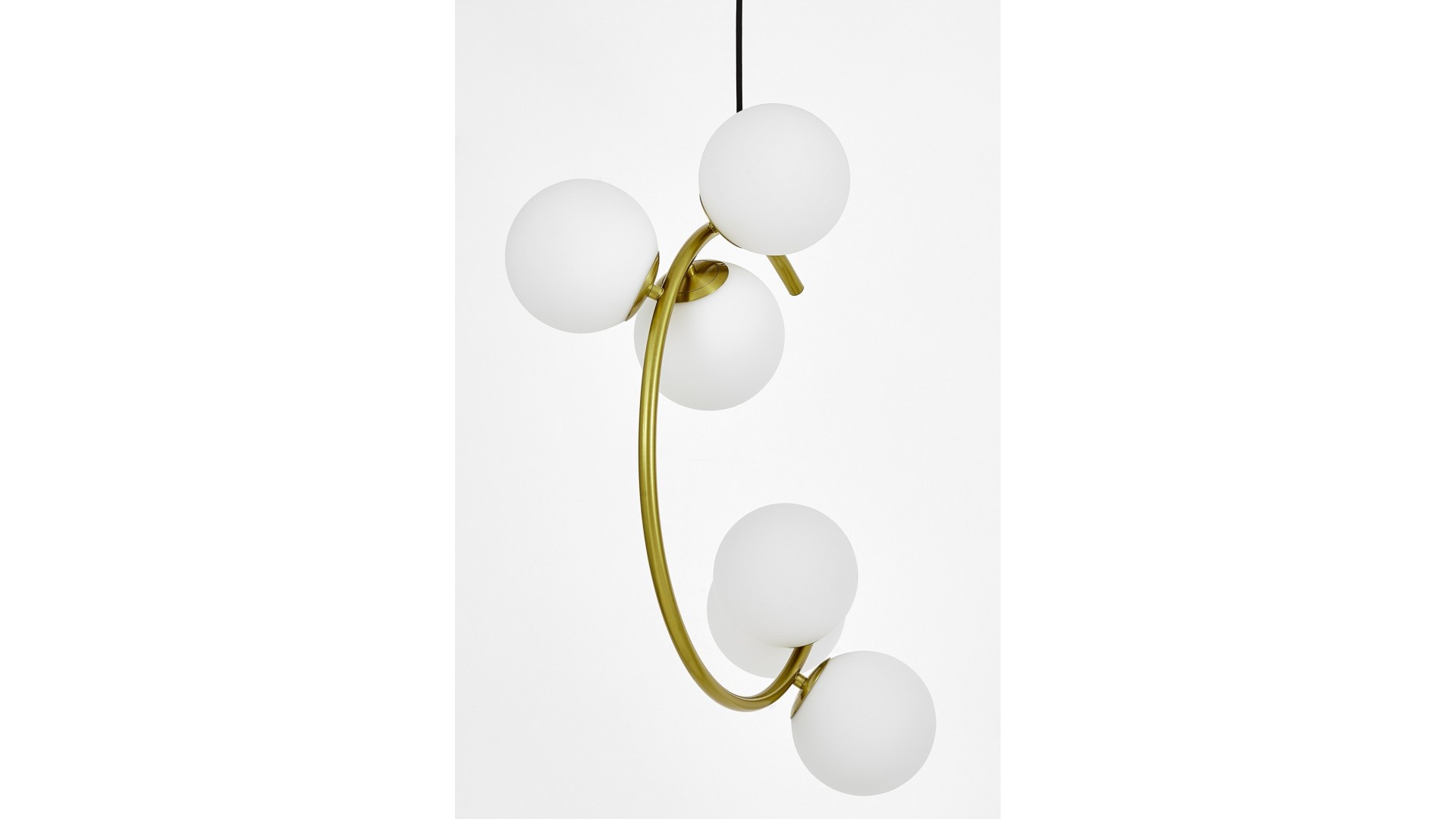 LAMPA WISZĄCA SUFITOWA NOWOCZESNA ZŁOTO SZCZOTKOWANE BIAŁE KULE BONIO 6 LUMINA DECO