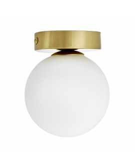 PLAFON LAMPA SUFITOWA NOWOCZESNA ZŁOTO SZCZOTKOWANE BIAŁA KULA MARSIADA W1