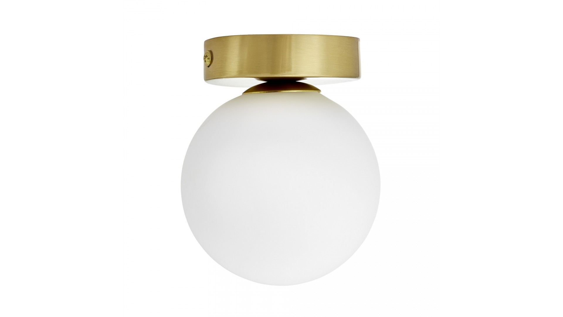 PLAFON LAMPA SUFITOWA NOWOCZESNA ZŁOTO SZCZOTKOWANE BIAŁA KULA MARSIADA W1 LUMINA DECO