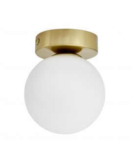 PLAFON LAMPA SUFITOWA NOWOCZESNA ZŁOTO SZCZOTKOWANE BIAŁA KULA MARSIADA W1 LUMINA DECO