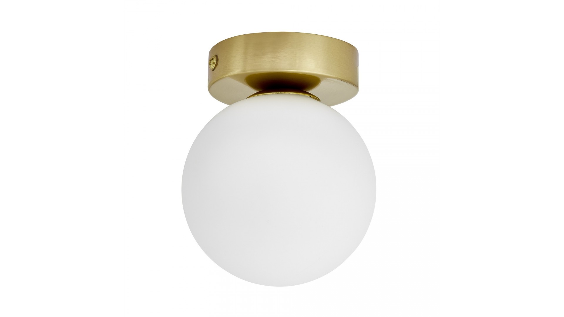 PLAFON LAMPA SUFITOWA NOWOCZESNA ZŁOTO SZCZOTKOWANE BIAŁA KULA MARSIADA W1 LUMINA DECO