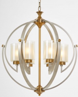 LAMPA WISZĄCA LOFT SATYNOWO-ZŁOTA SZCZOTKOWANA BERGEN W6 LUMINA DECO