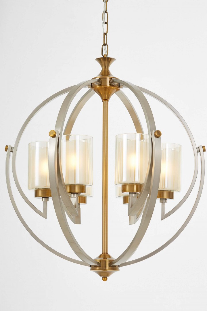 LAMPA WISZĄCA LOFT SATYNOWO-ZŁOTA SZCZOTKOWANA BERGEN W6 LUMINA DECO