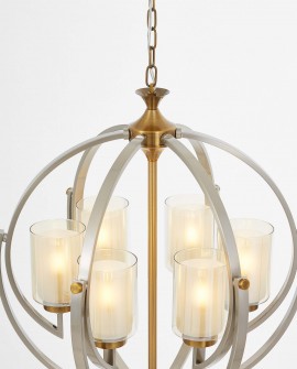 LAMPA WISZĄCA LOFT SATYNOWO-ZŁOTA SZCZOTKOWANA BERGEN W6 LUMINA DECO