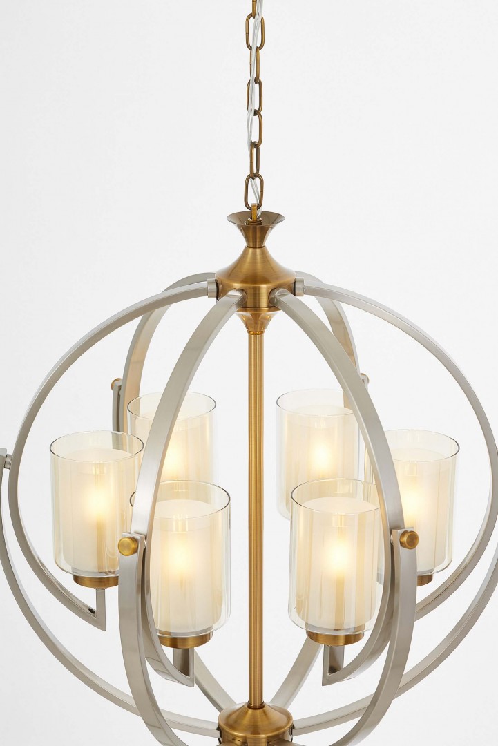 LAMPA WISZĄCA LOFT SATYNOWO-ZŁOTA SZCZOTKOWANA BERGEN W6 LUMINA DECO
