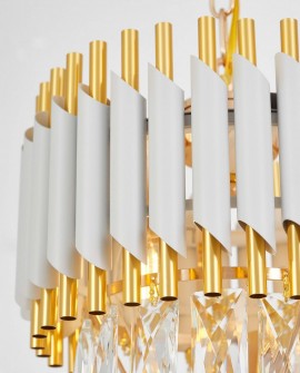 LAMPA WISZĄCA ŻYRANDOL KRYSZTAŁOWY BIAŁO-ZŁOTY MAZINI D25 LUMINA DECO