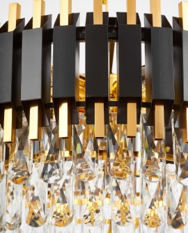 LAMPA WISZĄCA ŻYRANDOL KRYSZTAŁOWY CZARNO-ZŁOTY RIVO D50 LUMINA DECO